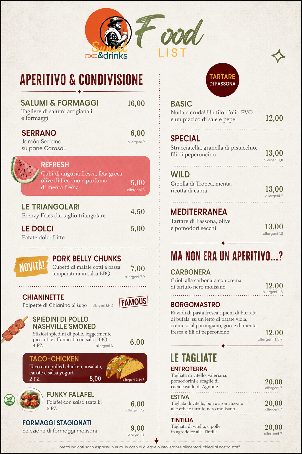 Menu Aperitivo